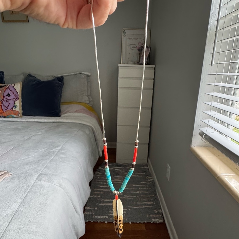 Gemstone Feather Necklace
